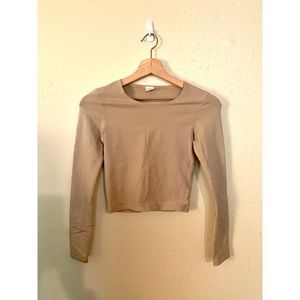 Groceries Apparel Long Sleeve Crew Neck Crop Top